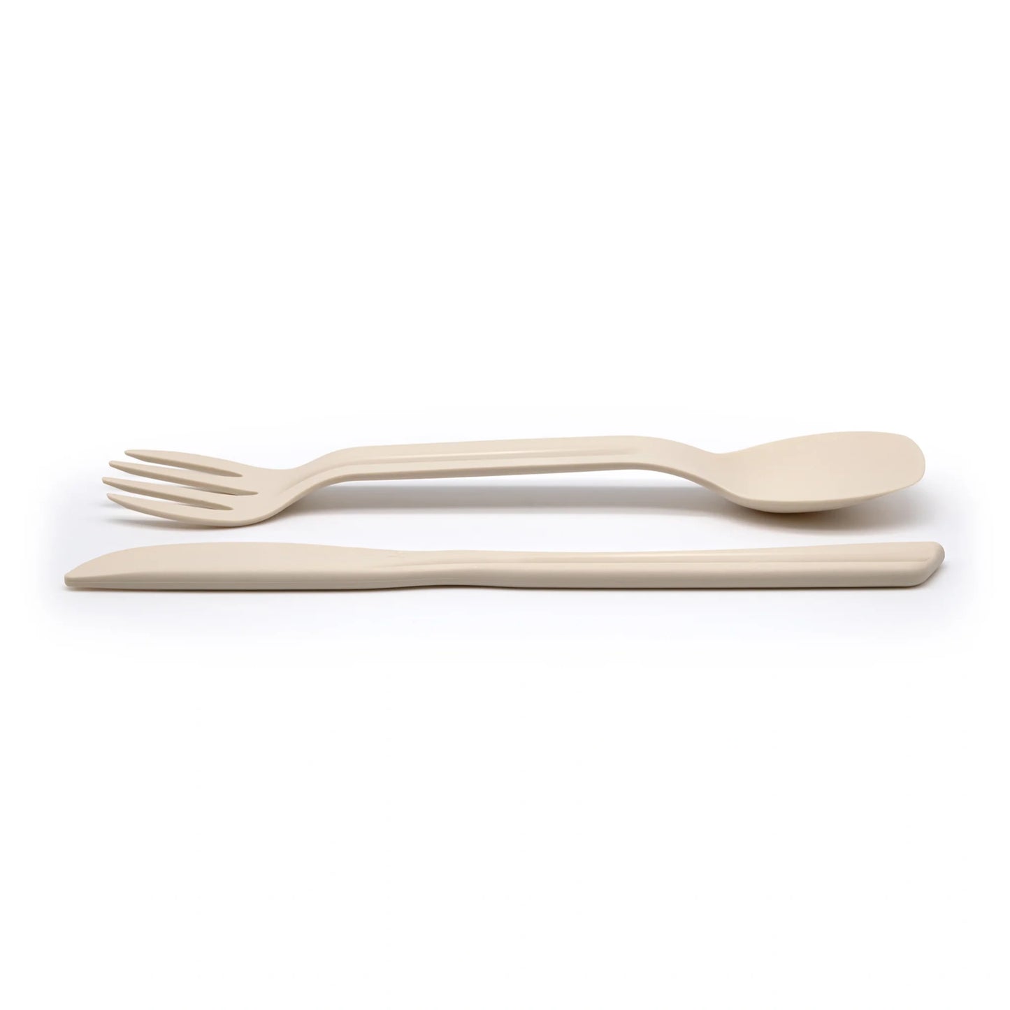 4-Piece Fork, Spoon, and Knife Set Made from Waste Sugarcane