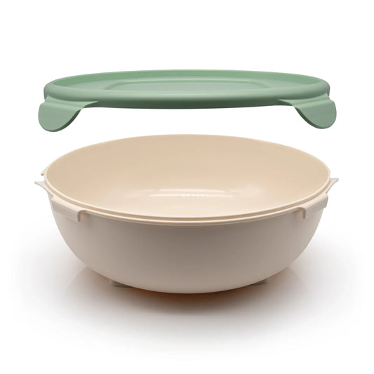 Large bowl with lid made from bioplastic derived from waste sugarcane